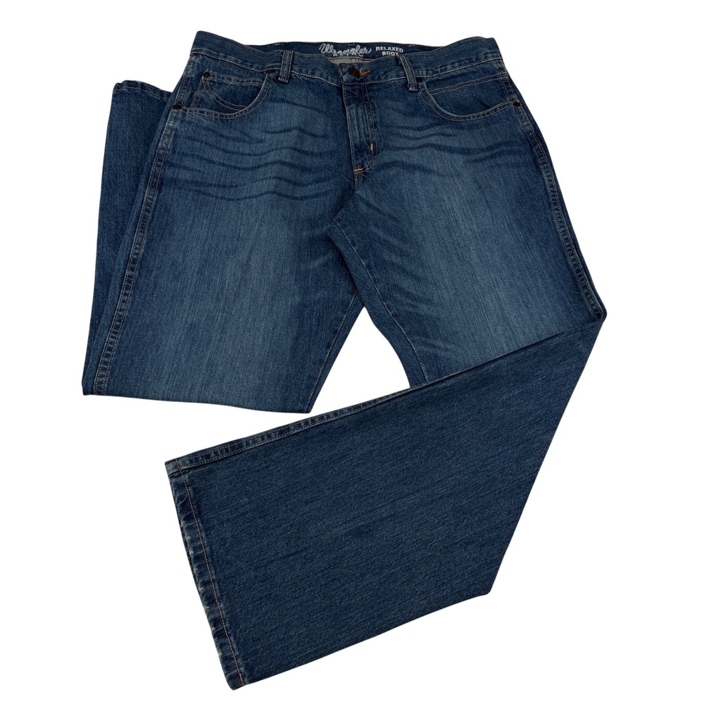 Wrangler Retro Relaxed Boot Jeans Mens 36x32 Blue Denim Mid Wash Western Rodeo